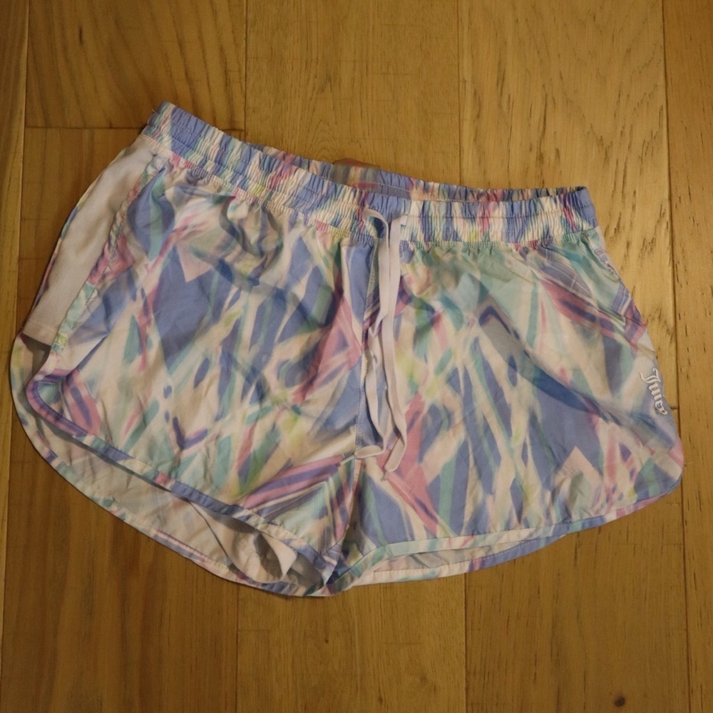 Juicy Couture Women’s Athletic Shorts – Pastel Watercolor Print